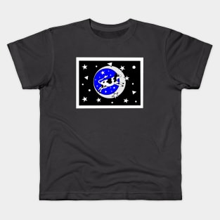 Funny Cow with Moon with Stars Kids T-Shirt